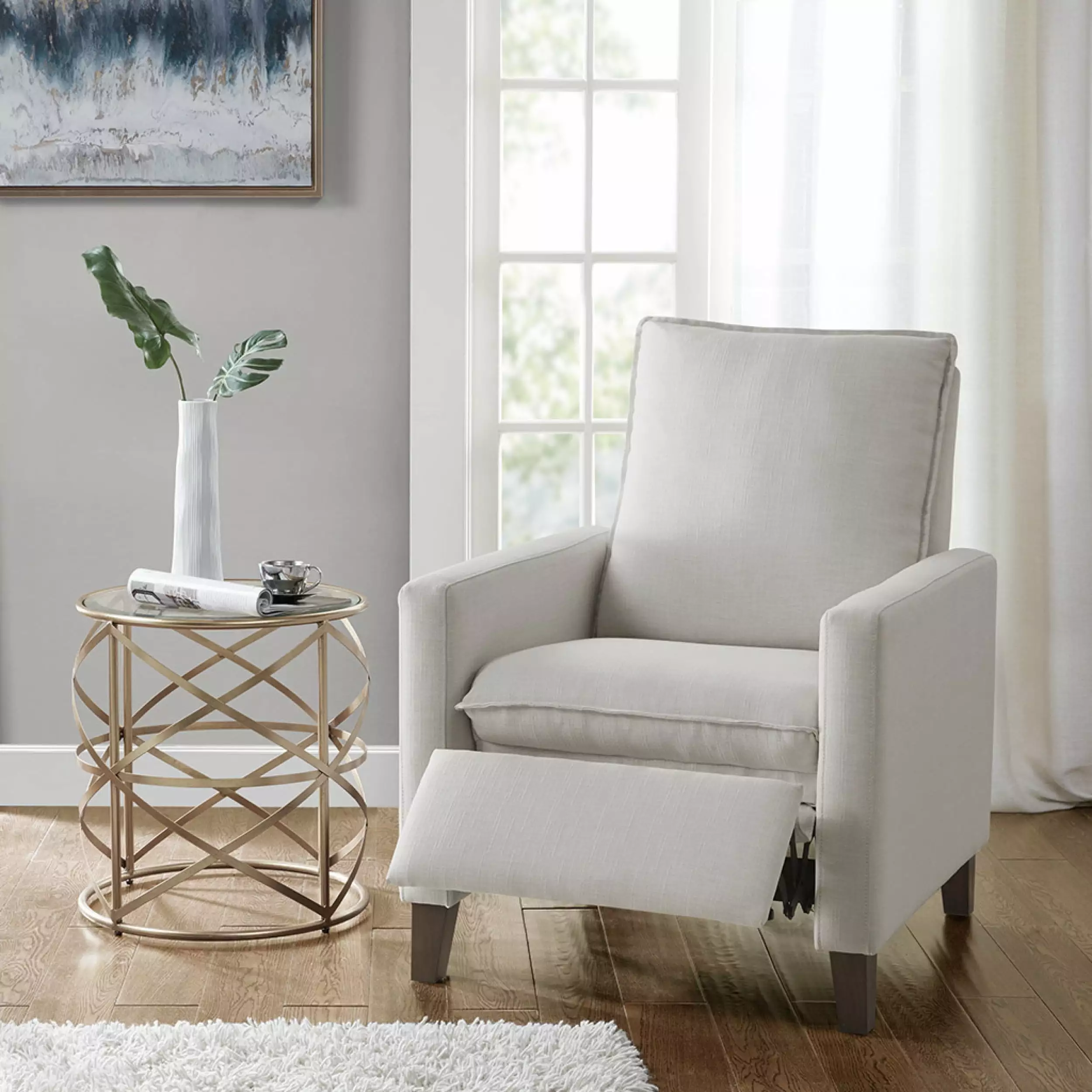 Coleman Upholstered Manual Push Back Recliner 18606 - Comfortable Living Room Chair Miekor
