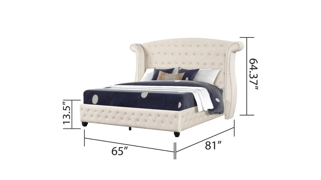 Sophia Crystal Tufted Queen Bed Made Wood Cream Box Spring Not Included galaxy home furnishings