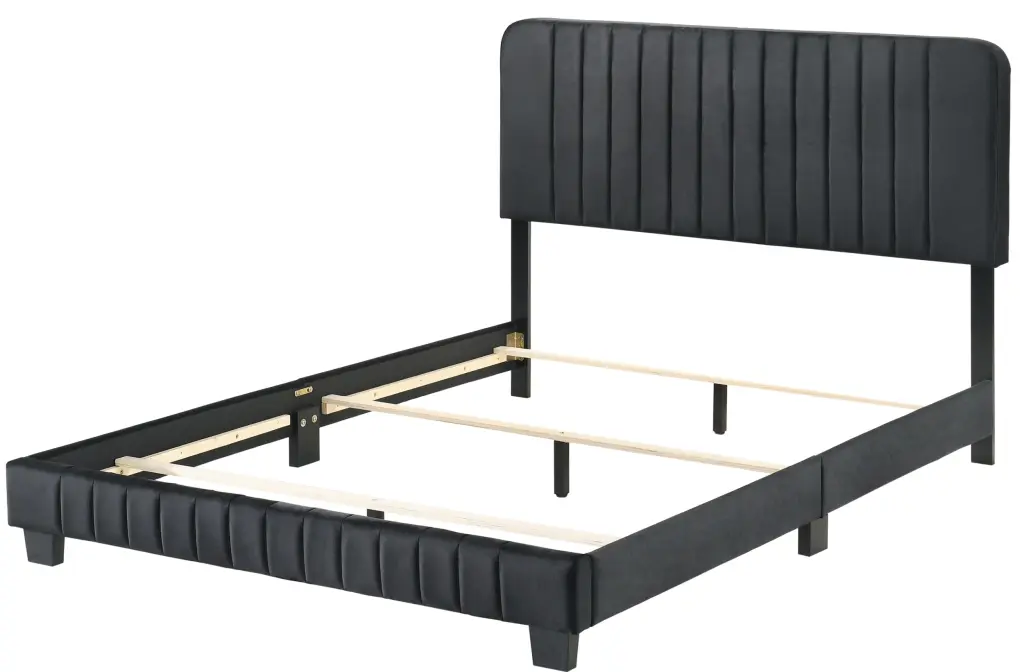 Lodi G0407 QB Up Queen Bed Black Foam Velvet Upholstered Modern Bedroom Furniture glory furniture