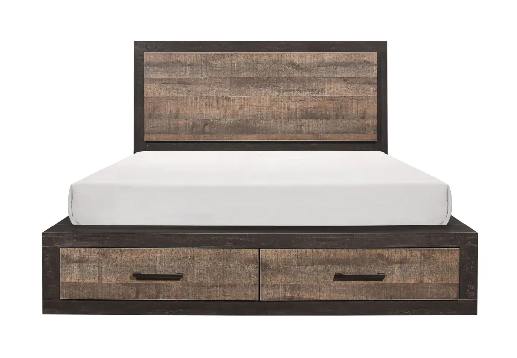 Contemporary Footboard Storage Queen Bed Natural Wood Grain kanepe