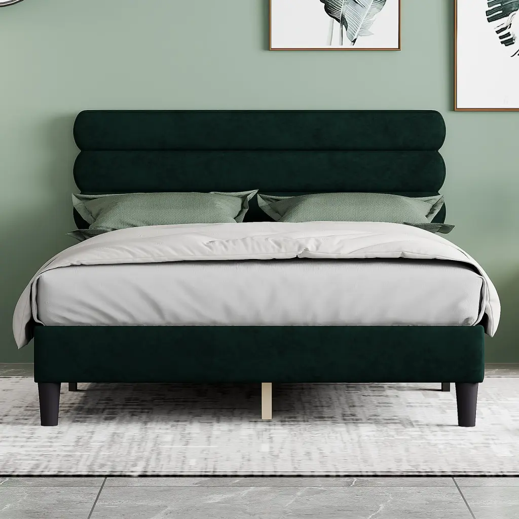 Queen Bed Frame Headboard Robust Platform Bed Wooden Slats S sarkozy