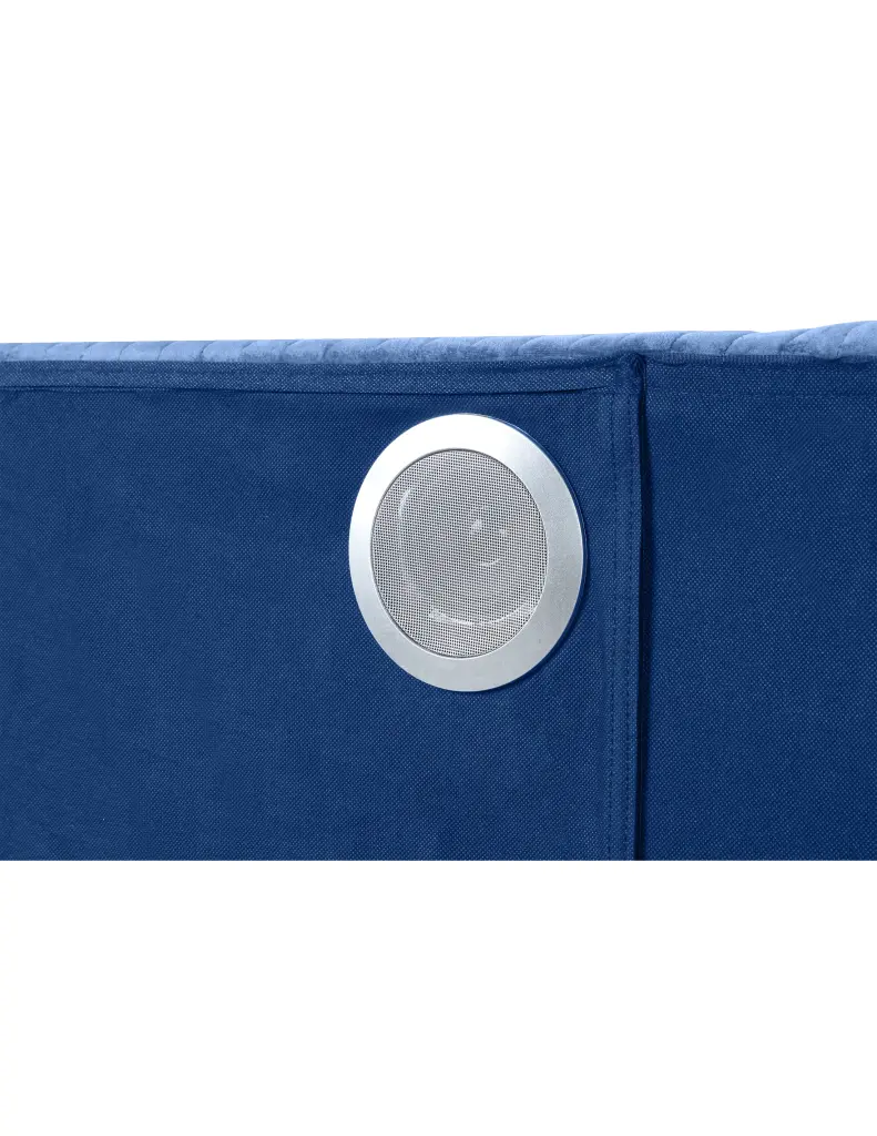 Lizelle Upholstery Wooden Queen Bed Ambient Lighting Blue Velvet galaxy home furnishings