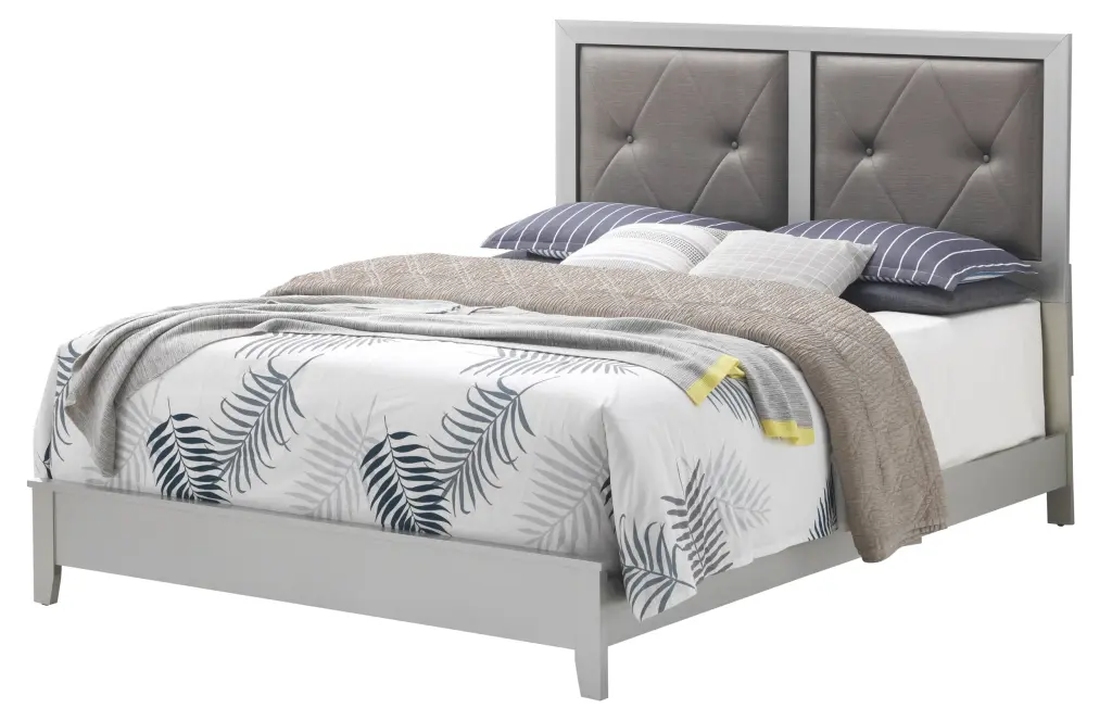 Primo G1333A QB Queen Bed Silver Champagne MDF Frame glory furniture