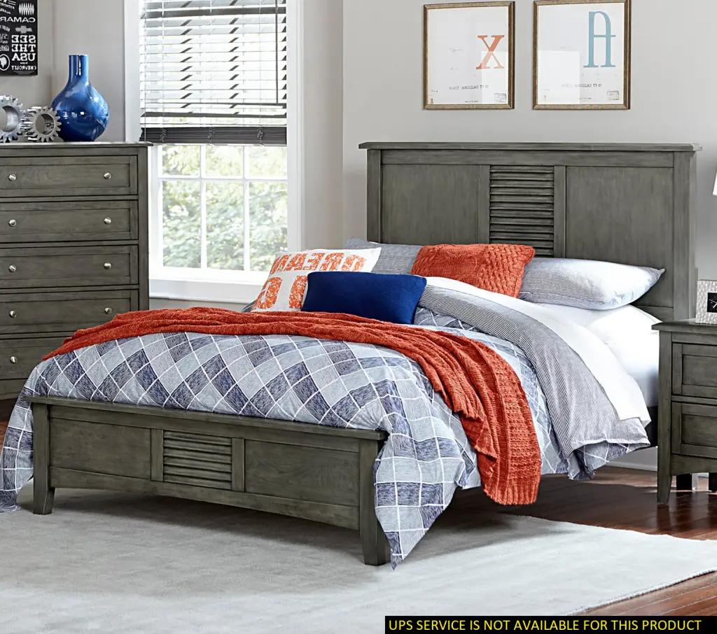Transitional Style Queen Size Bed Cool Gray Finish Birch Veneer kanepe