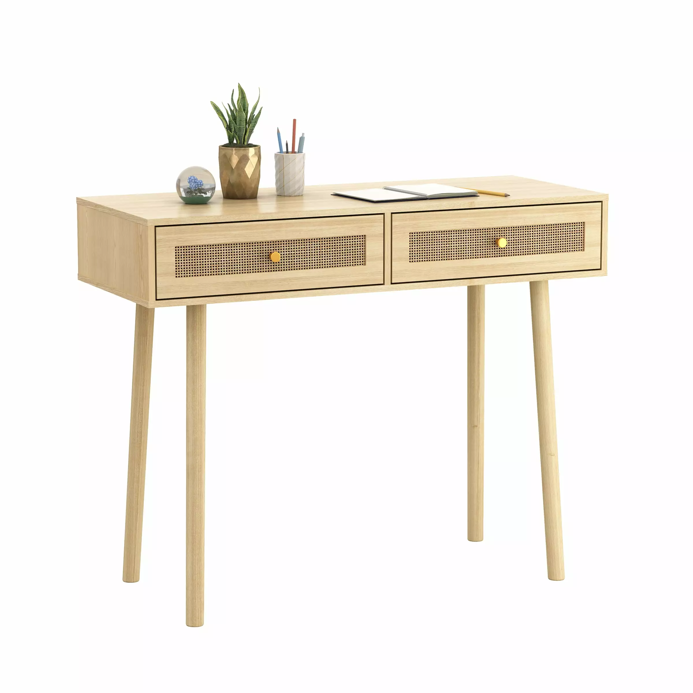Atlantic Loft Luv Coda Rattan Desk Drawers 34.75 W x 15.75 D x 31 H Natural