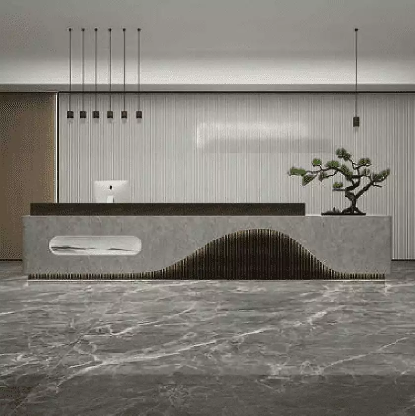 Modern Reception Desk Lockable Drawers and Adjustable Shelves - Stylish Front Desk Counter DecorSphere