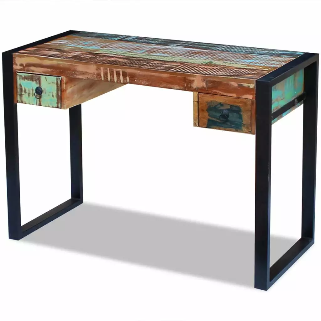 Anself Reclaimed Wood Console Table Office Computer Desk 2 Drawers