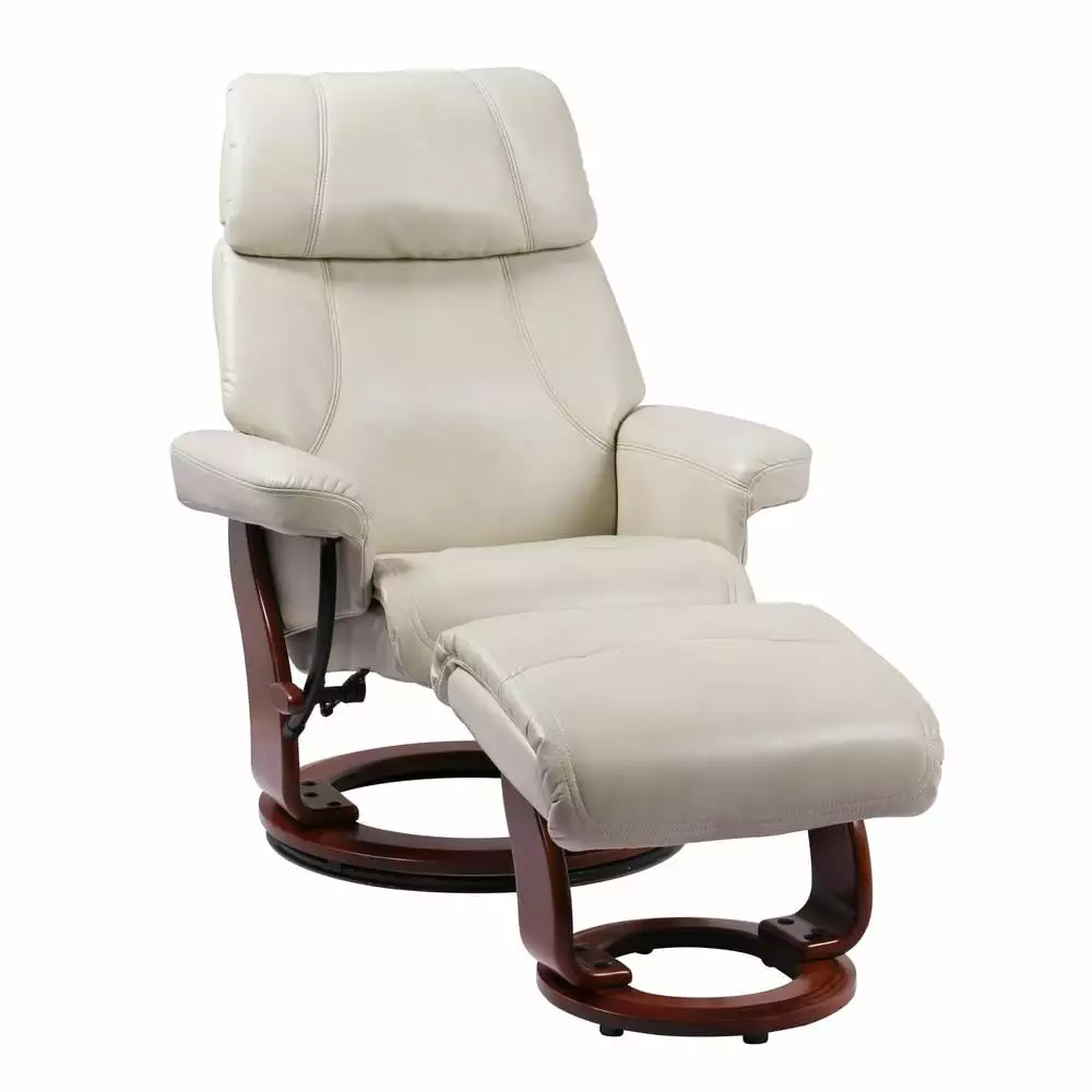Scandinavian European Styled Khaki Recliner Chair and Ottoman Set Modern Living Room Furniture Benchmaster