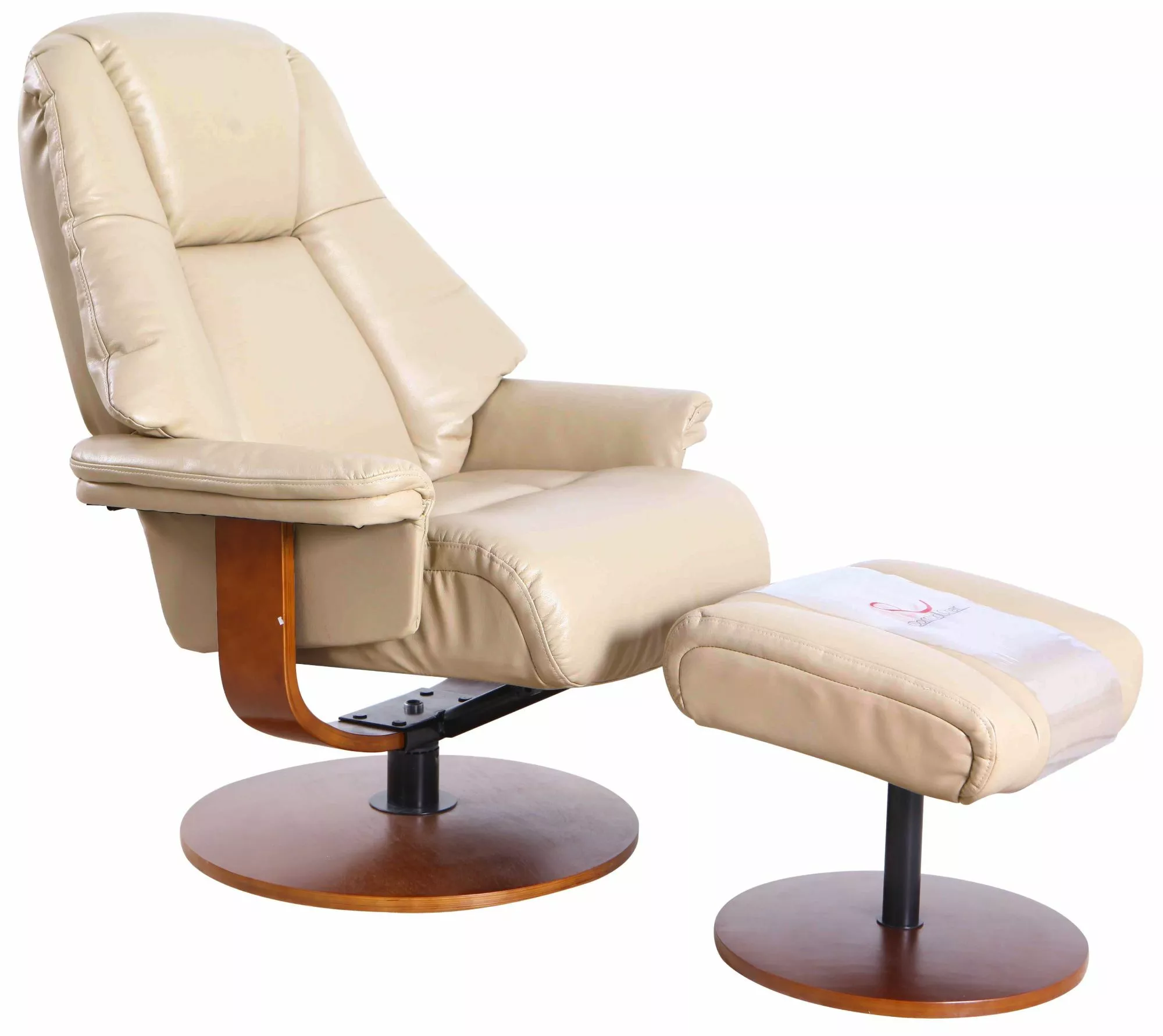 Contemporary Home Living 44 Beige and Brown Lindley Recliner Chair Ottoman
