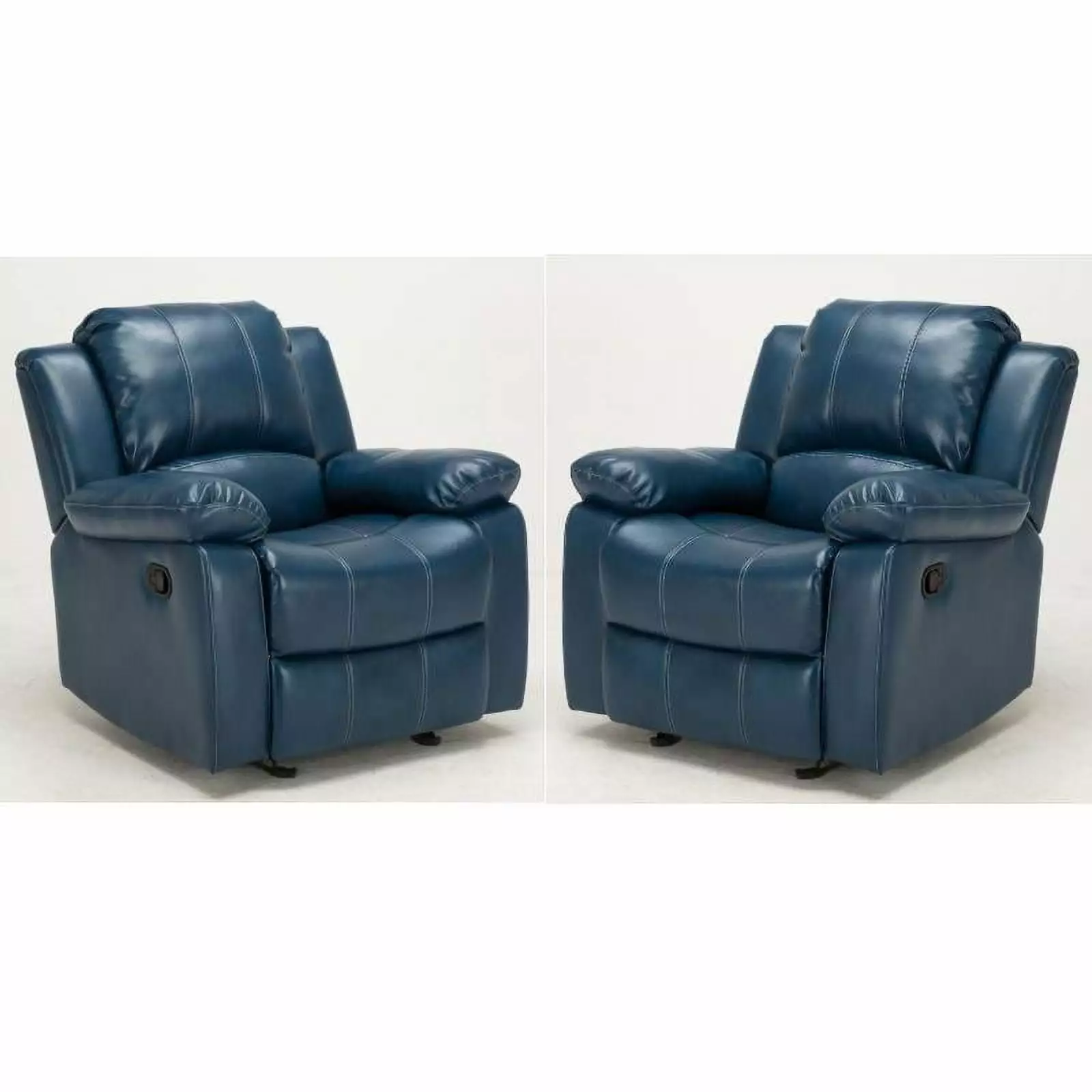Home Square 2 Piece Faux Leather Recliner Set Navy Blue