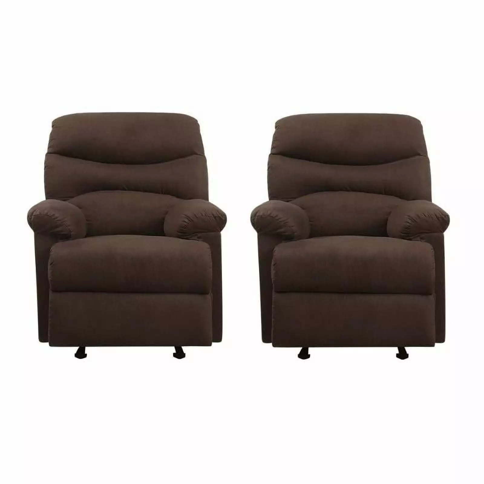 Home Square 2 Piece Microfiber Fabric Glider Recliner Set Chocolate