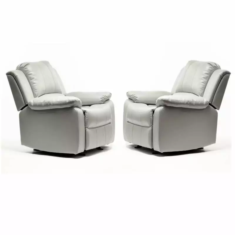 Home Square 2 Piece Upholstered Faux Leather Recliner Set Dove White Living Room