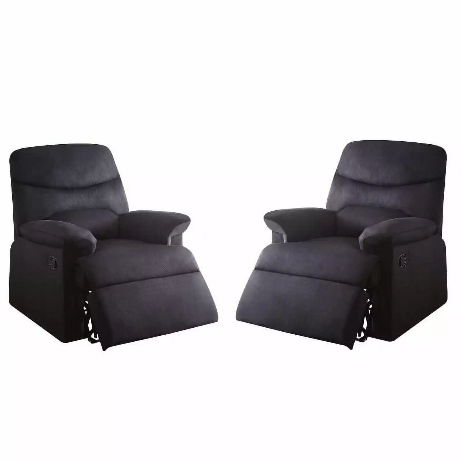 Home Square 2 Piece Upholstered Linen Woven Recliner Set Black - Modern Living Room Furniture