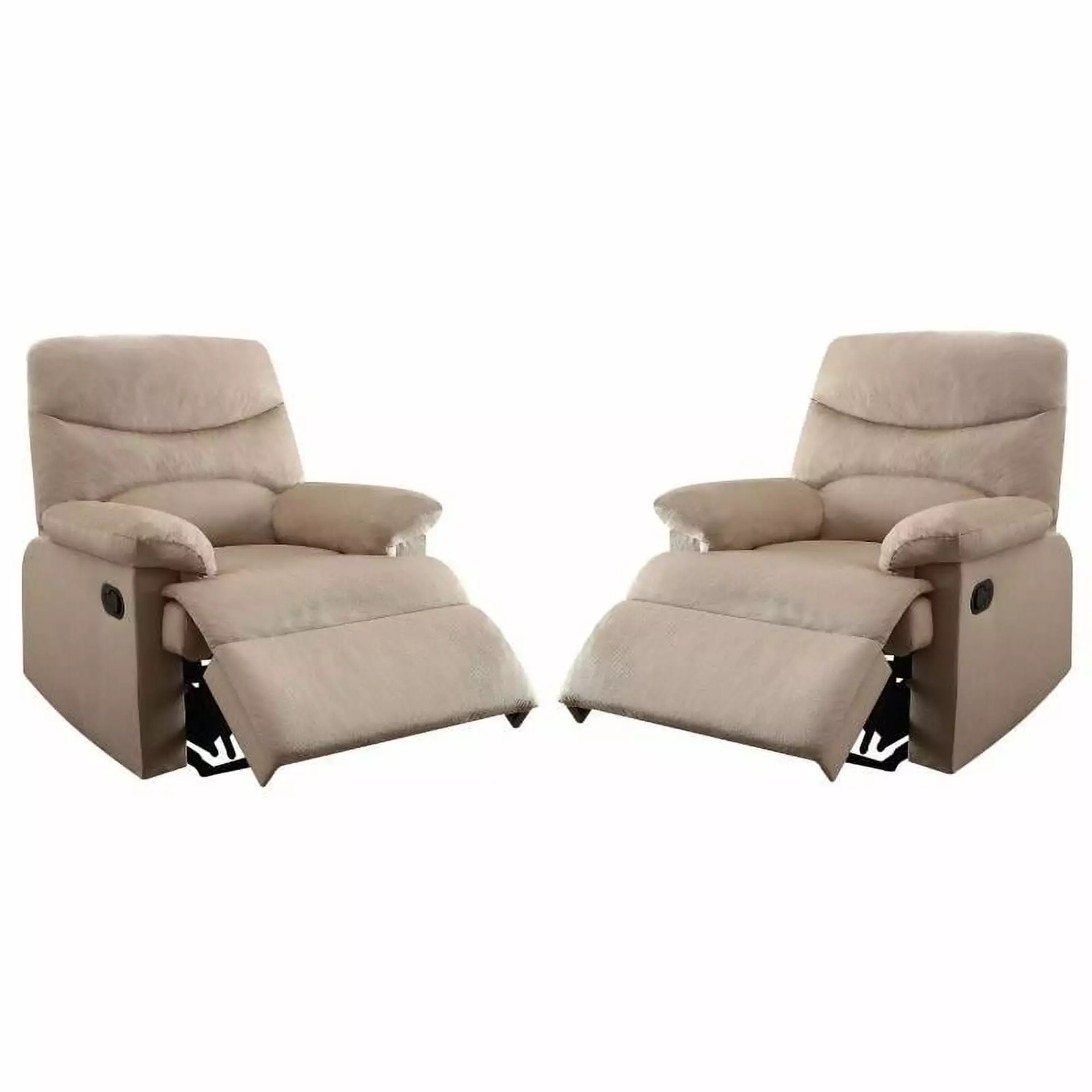 Home Square 2 Piece Upholstered Linen Woven Recliner Set Beige Living Room