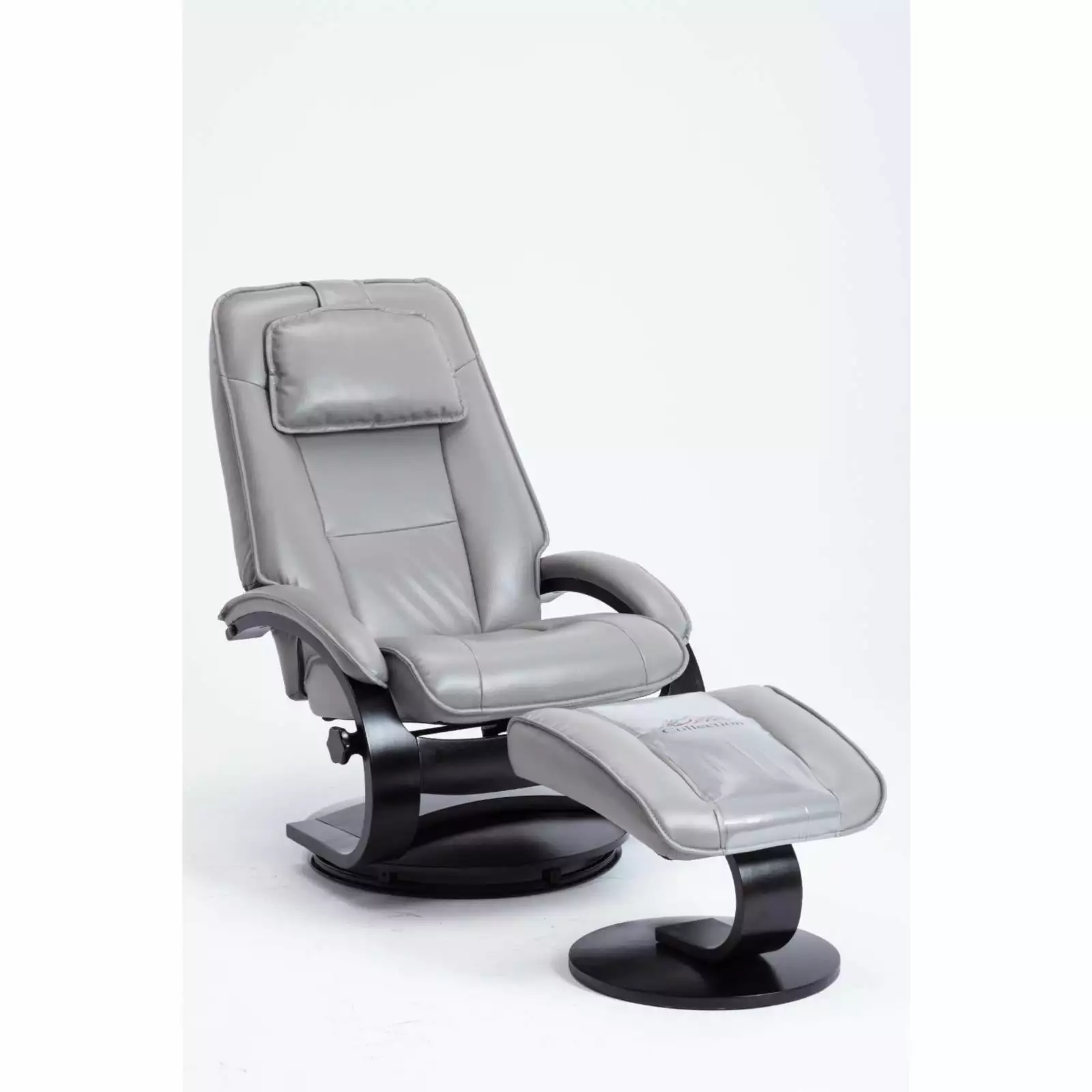 Brampton Recliner and Ottoman Pillow Steel Gray Air Leather Relax-R