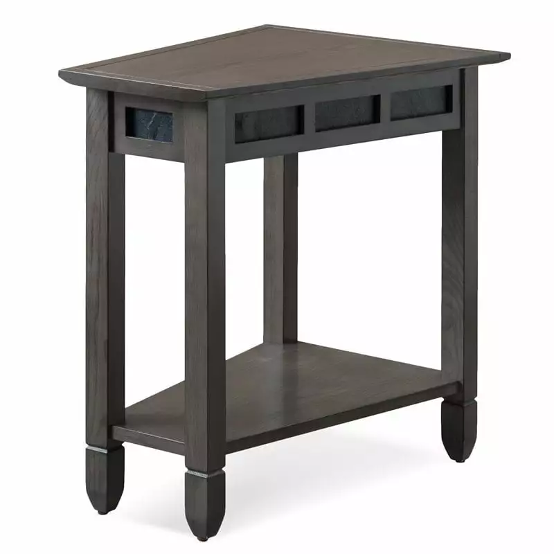 Kingfisher Lane Contemporary Recliner Table Smoke Gray Black Slate Multi Functional Side Table