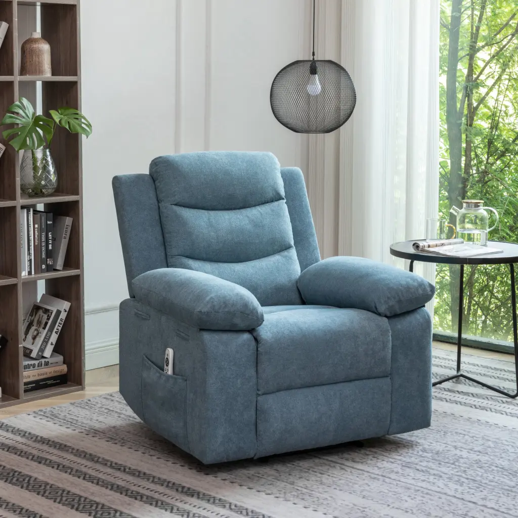 Power Recliner Chair Adjustable Massage Function Velvet Electric Lounge Chair fullbarn e-commerce