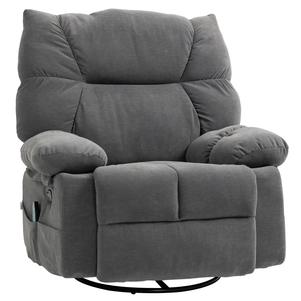 HomCom Vibration Massage Chair Recliner Heat Function and Oversized Swivel Rocking Base aosom business