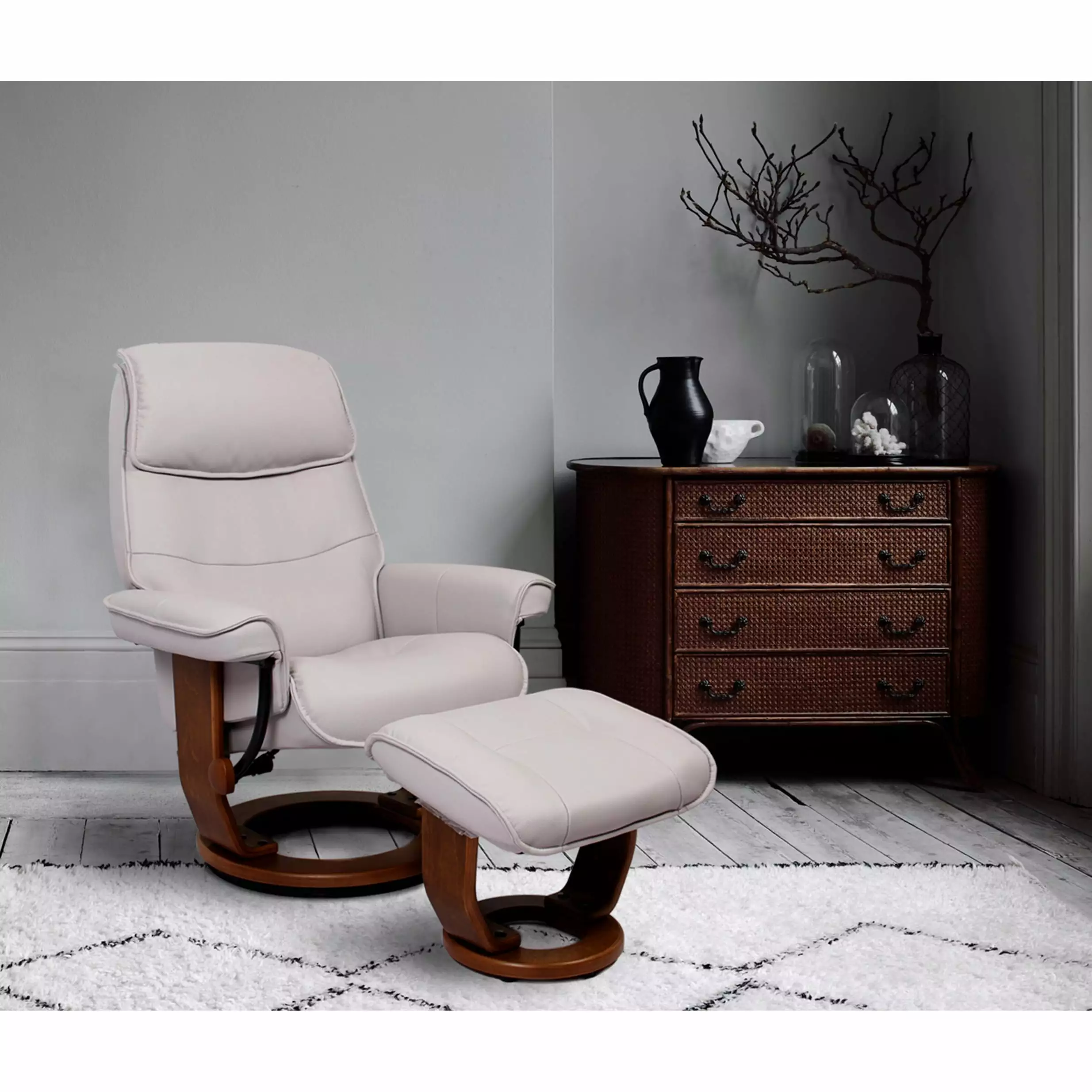 Coja Mikelli Recliner Matching Ottoman Set