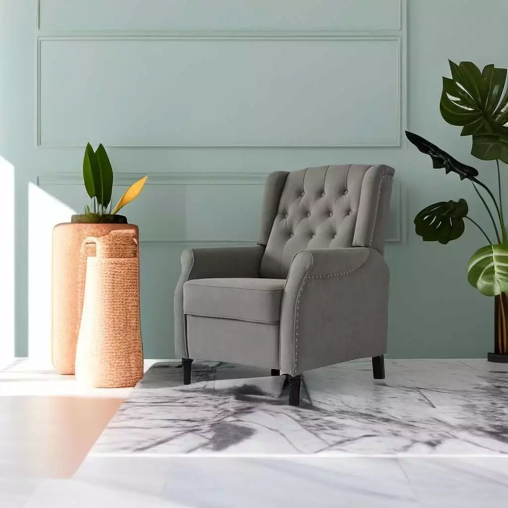DeeHome Redde Boo Light Gray Cozy Soft Living Room Recliner Sofa Chair