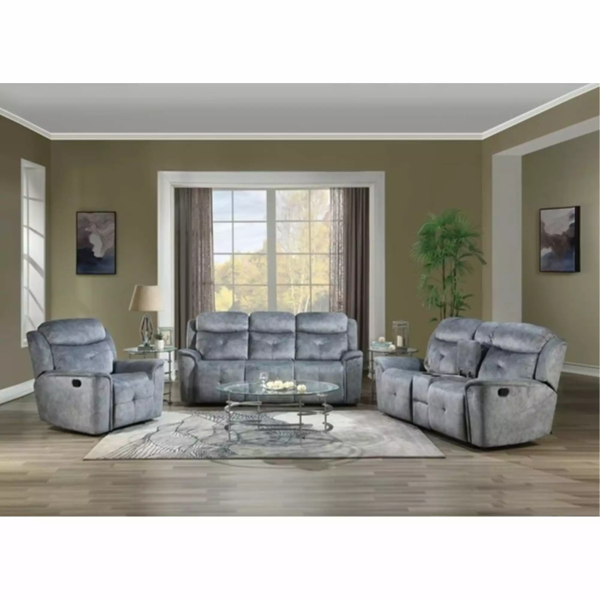 Ergode Recliner Silver Gray Fabric Modern Living Room