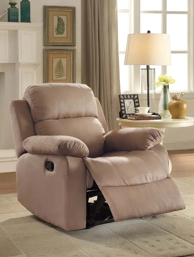 Brown Recliner Pillow Top Arm Brown Microfiber Manual Handle Metal furniture max