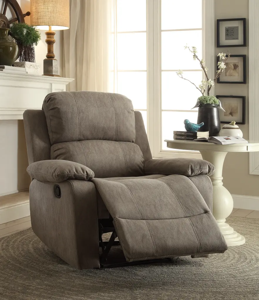 Grey Sleek Recliner Pillow Top Arm Manual Hand Microfiber furniture max