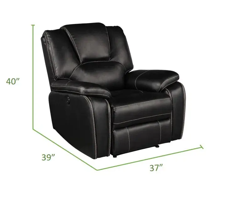 Hong Kong Power Reclining Chair Black Faux Leather galaxy home furnishings