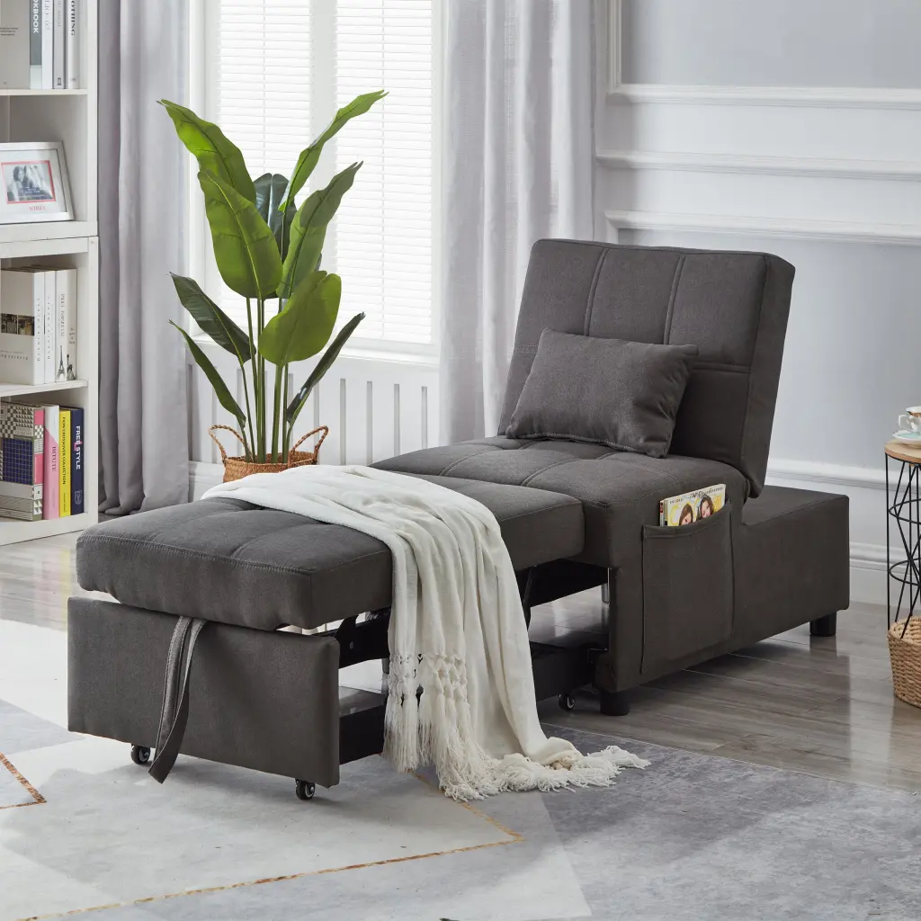 Living Room Recliner Chair Bed Grey Linen Fabric hdf store