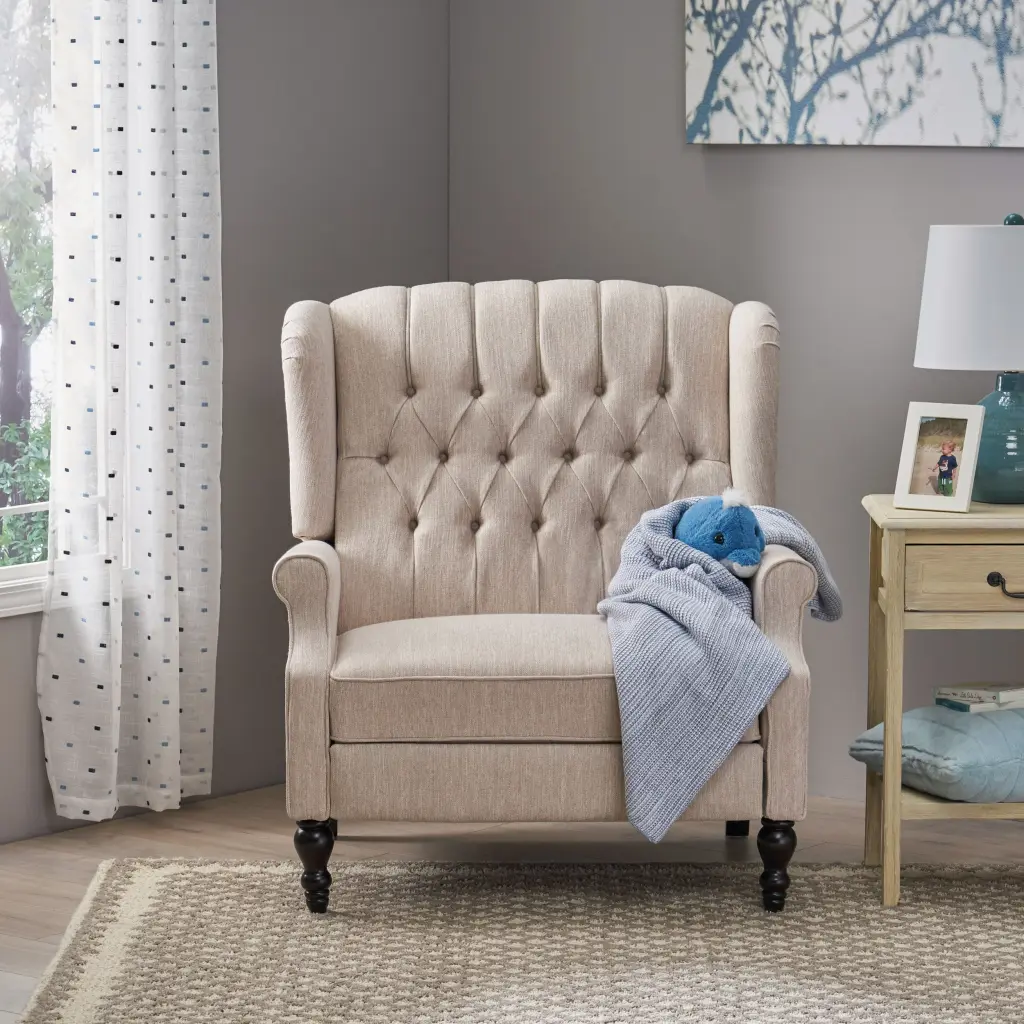 One And Half Seater Recliner Beige Fabric nh-sunfay