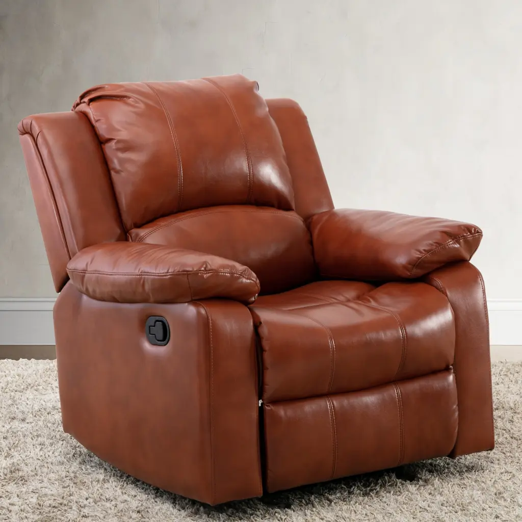 Charlotte Caramel Leather Gel Recliner Caramel Foam PU Leather Reclining Chair ridgecrest home