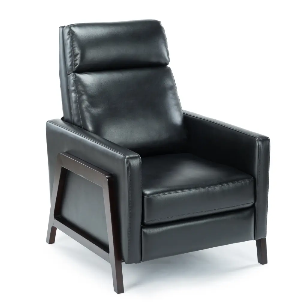 Madeline Push Back Recliner Black Black Foam Polyester Blend ridgecrest home