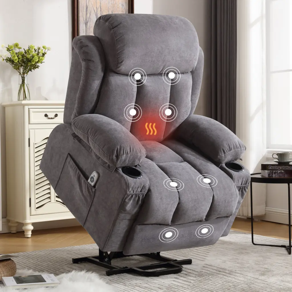 Power Lift Recliner Chair Heat And Massage Electric Fabric Recliner vanbow chair