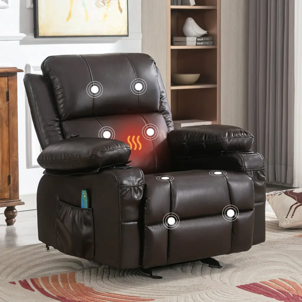 Recliner Chair Adults USB Charger and Cup Holders Rocking Chair vanbow