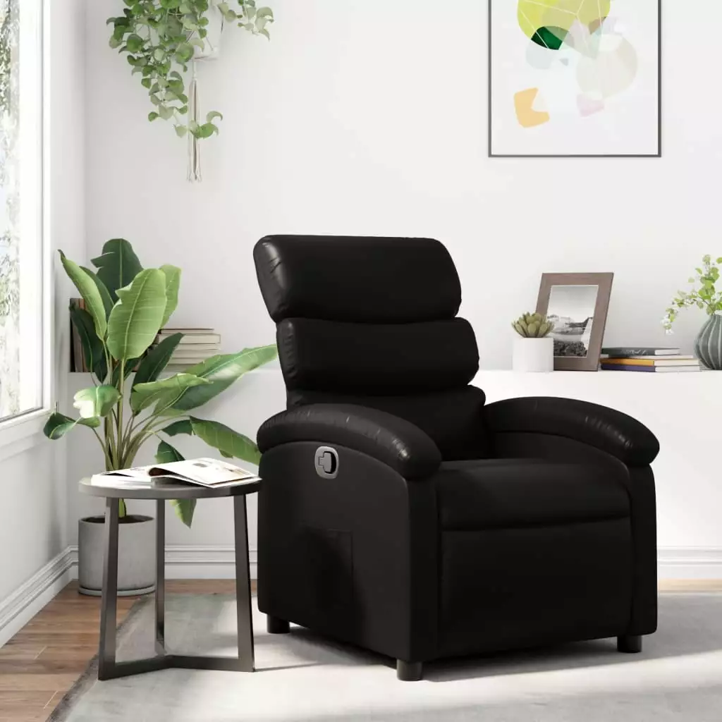 vidaXL Recliner Chair Black Faux Leather Comfortable Living Room Seat