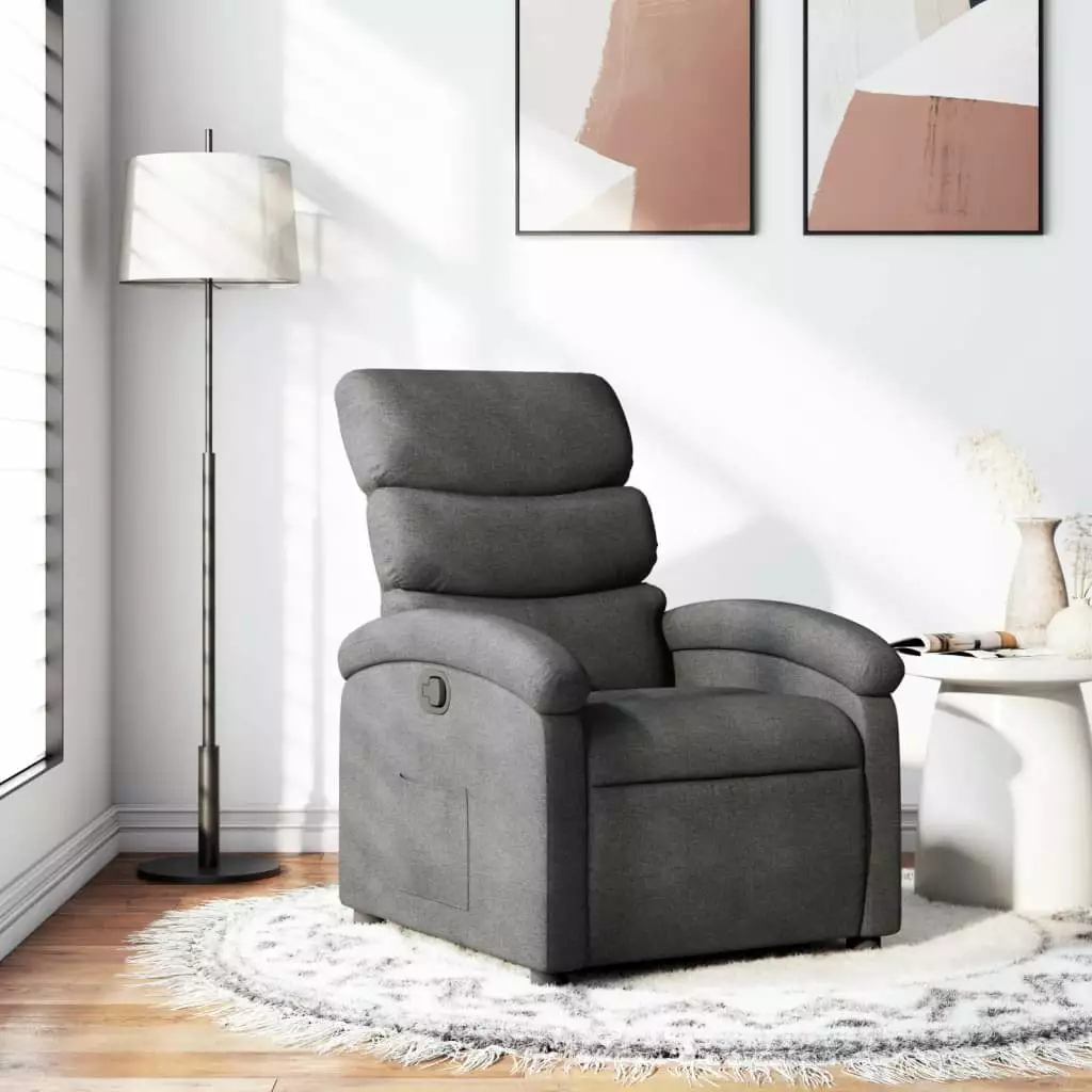 vidaXL Recliner Chair Dark Gray Fabric Padded Arms