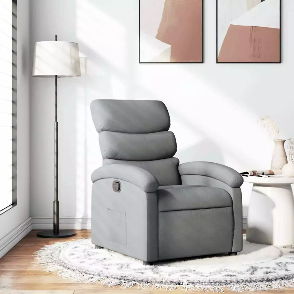 vidaXL Recliner Chair Light Gray Fabric Modern Living Room Furniture