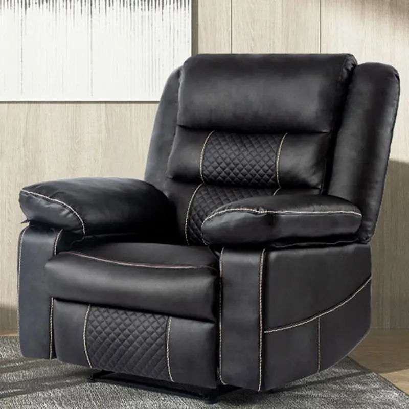 Leather Massage Recliner Chair Manual Living Room Recliner Black wyida seating