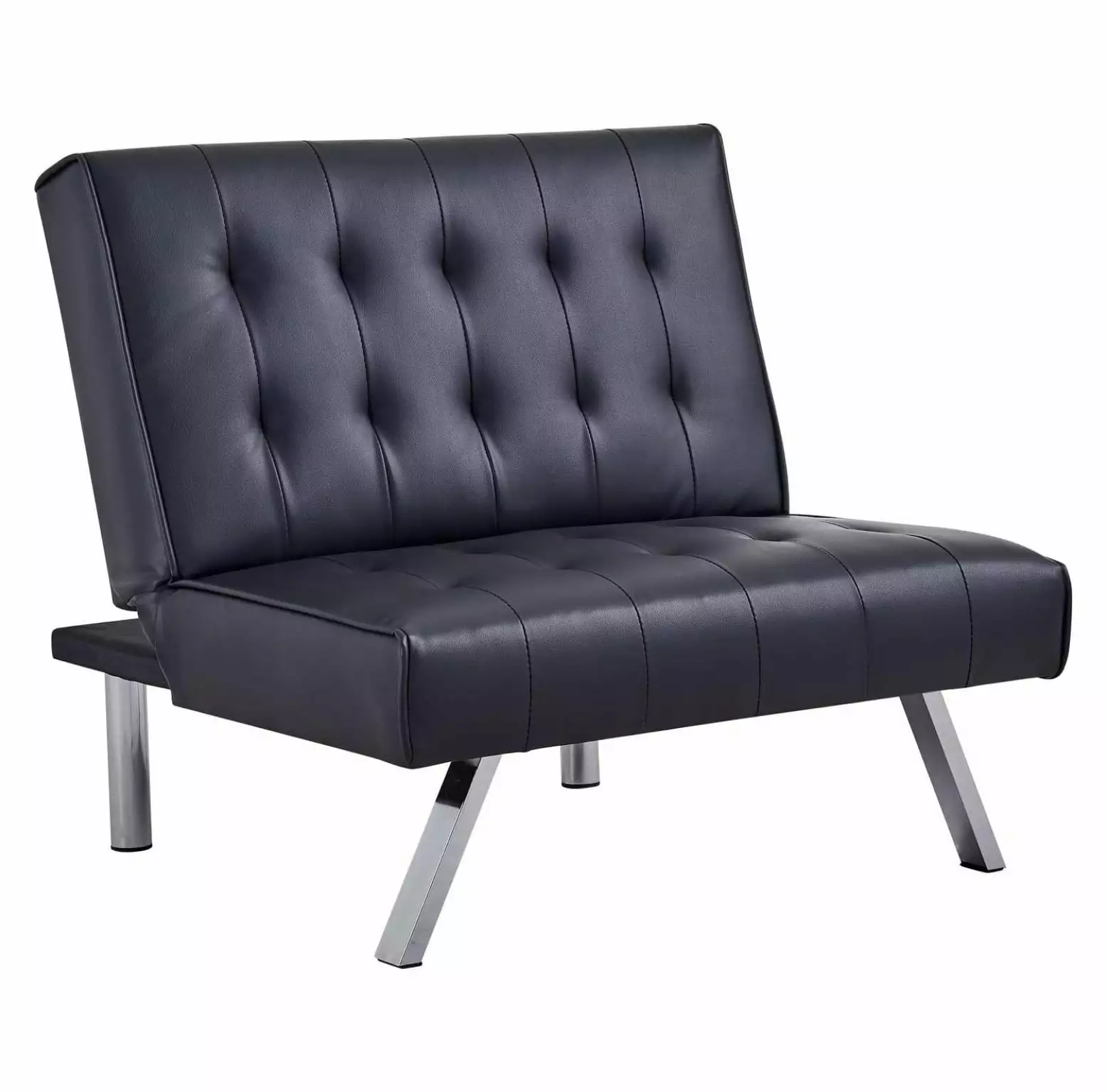 ZJINJIN Split Back PU Leather Accent Chair - Flat Recliner Black