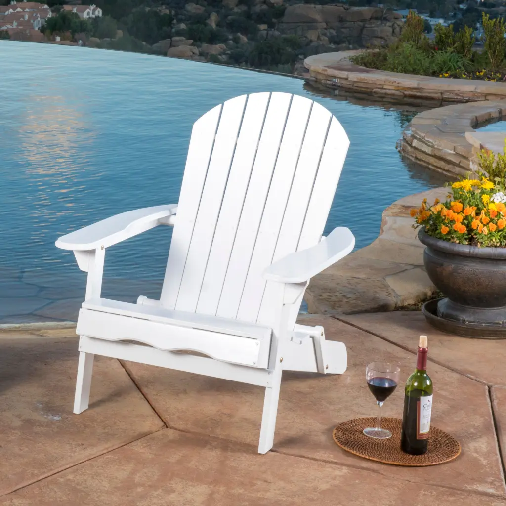 Malibu Reclining Adirondack Chair White Acacia Wood Outdoor Relaxation nh-cloudhouse