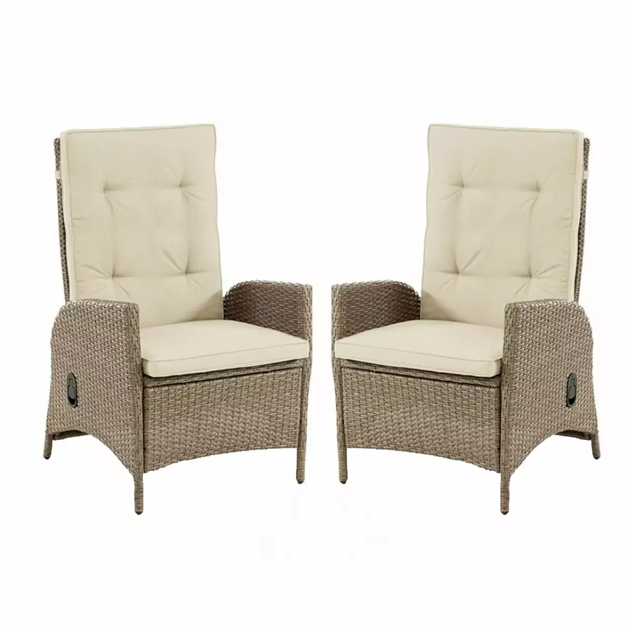 Ankia 25 Inch Outdoor Manual Reclining Chair Set 2 Brown Wicker Saltoro Sherpi