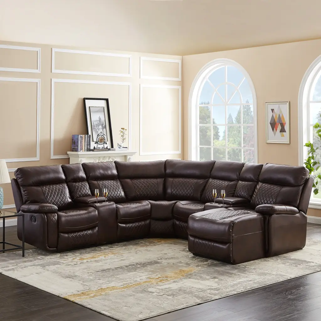 Sectional Motion Sofa Brown Same As W223S00509 Size Difference See Description relax lounge