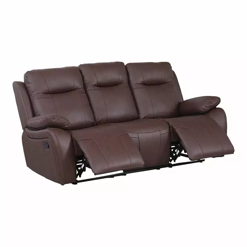 Alexent Manual Faux Leather Recliner 3-Seater Sofa Couch Brown