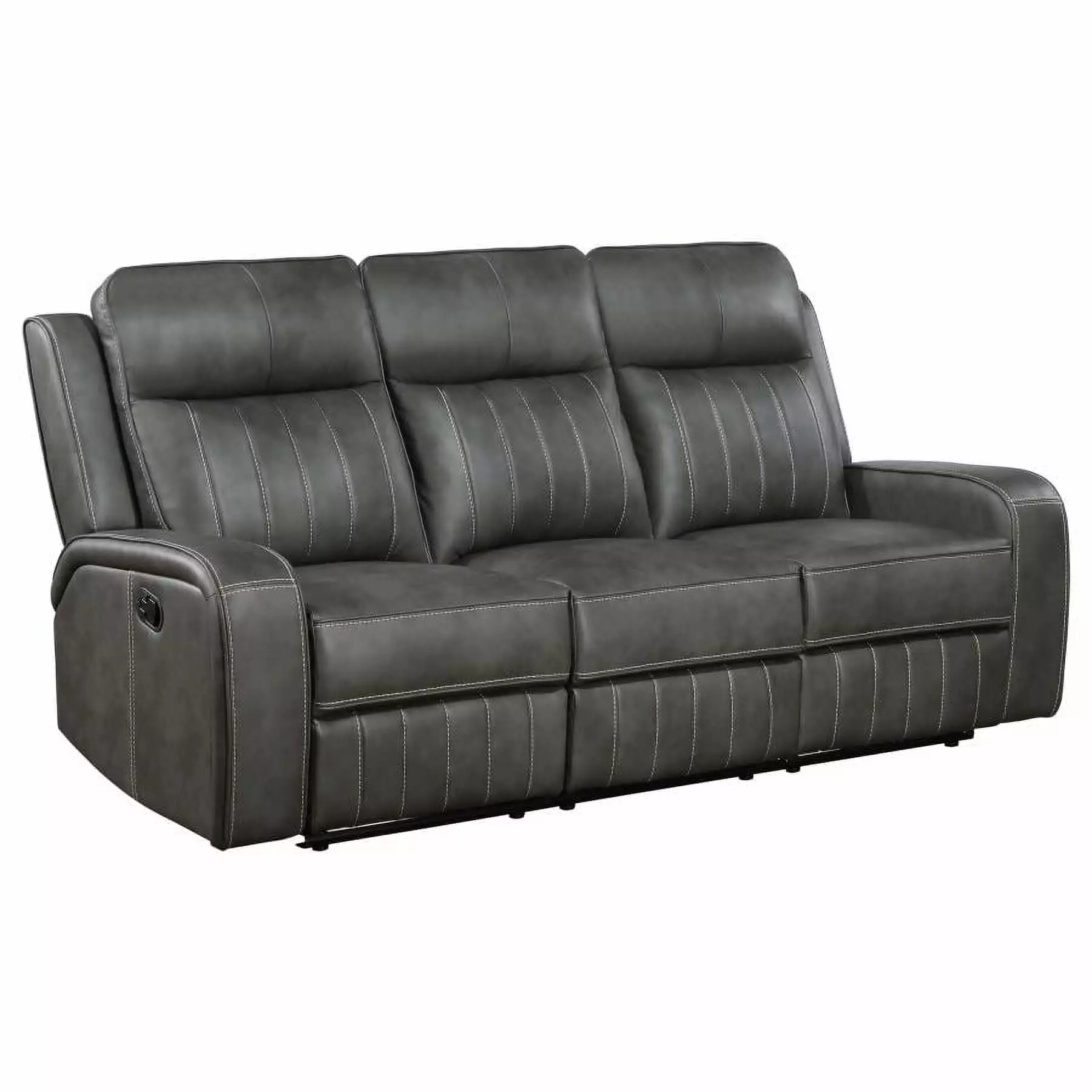 Coaster Raelynn Faux Leather Upholstered Motion Reclining Sofa Gray Coaster Company