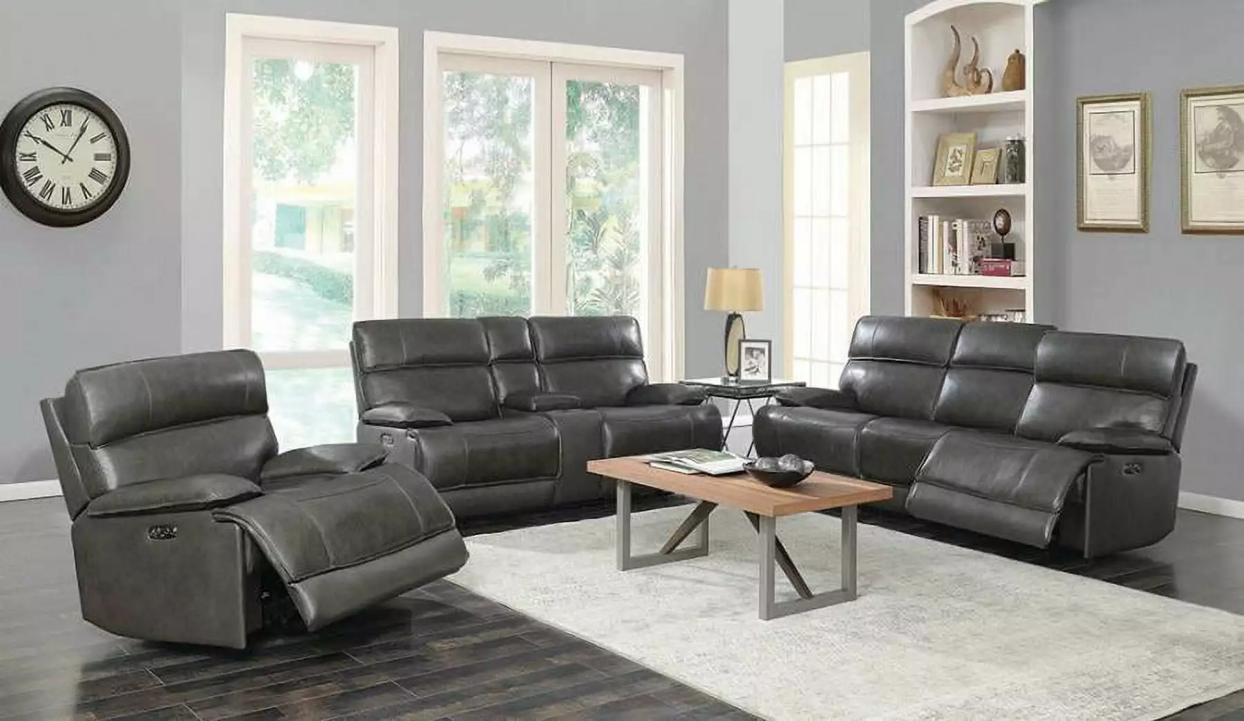 Stanford Charcoal Bluetooth Power Reclining Sofa - Modern Tech Couch Coaster Company