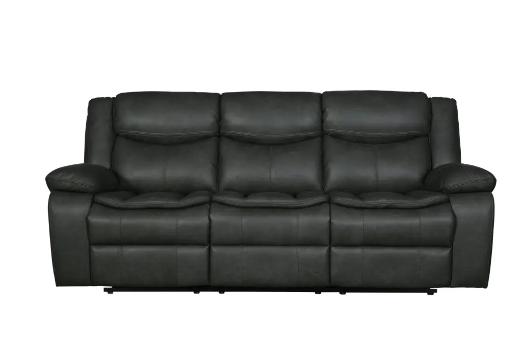 Transitional Leather Air Reclining Sofa Gray Foam Leather global united