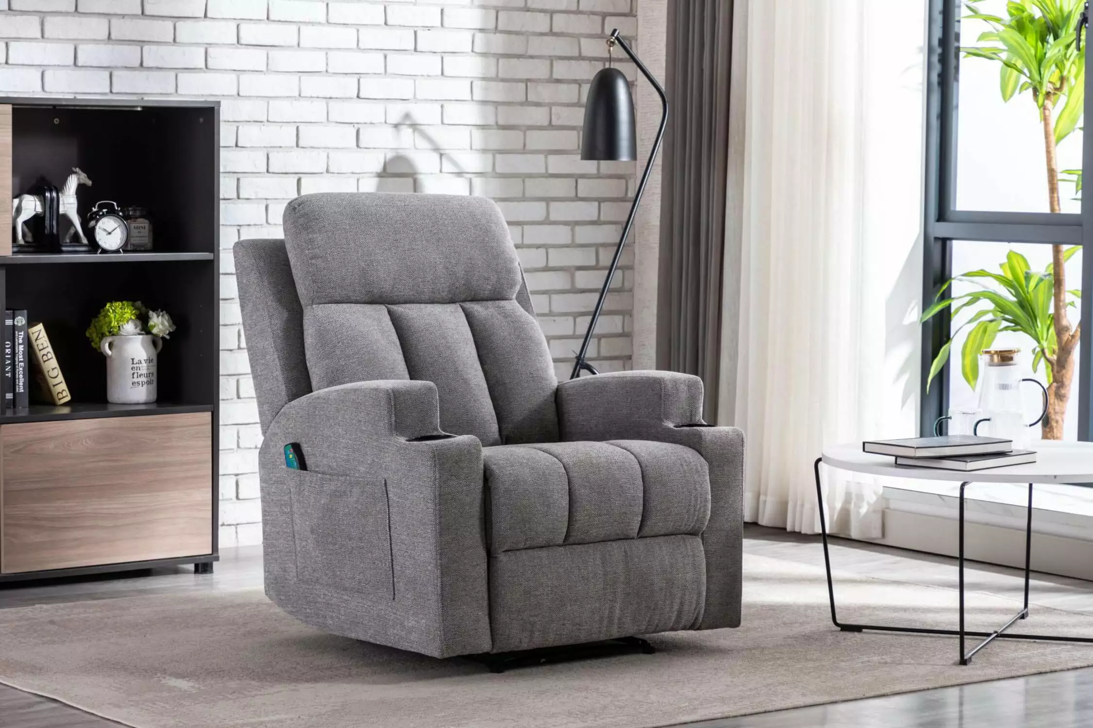 Luxurious Manual Reclining Single Sofa Integrated Heat Therapy Living Room