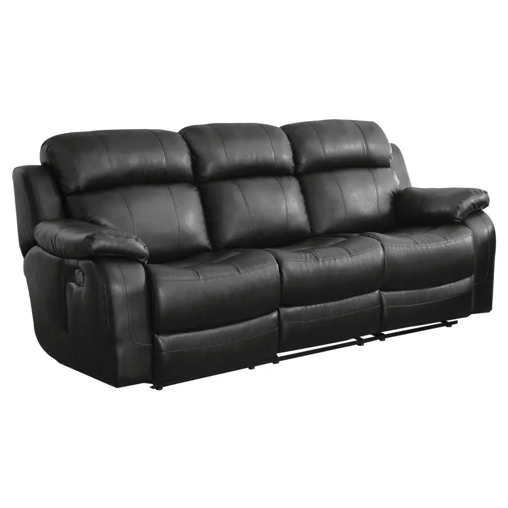 Leather Reclining Sofa Center Drop Down Cup Holder Black Black Leather royal hampton