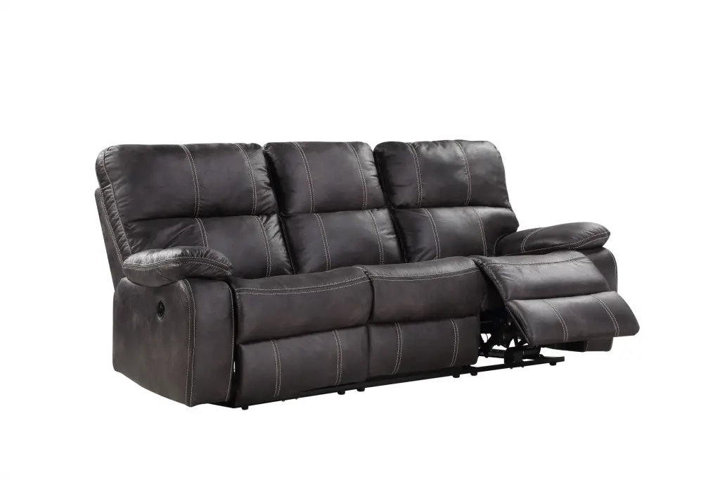 Hooper Gray Power Reclining Sofa Gray Foam Engineered Wood 3 Seat Living Room Sofa wallace - bay