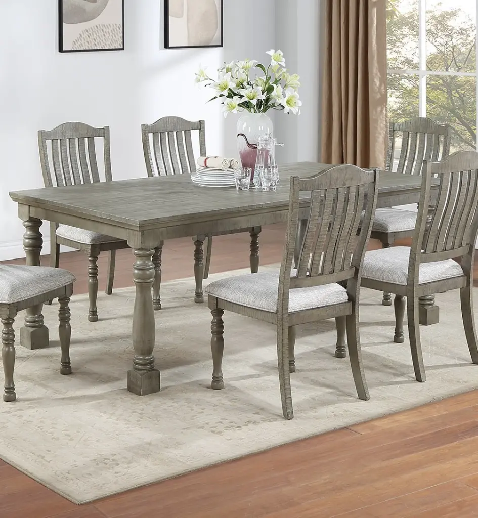 Light Grey Rectangle Dining Table 1Pc Acacia Wood Table Only kanepe